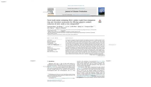 Novel multi-metal containing MnCr catalyst made from manganese slag and chromium wastewater for effective selective catalytic reduction of nitric oxide at low temperature